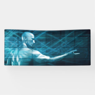 Man dat een concept als achtergrond van de Sjabloo Spandoek