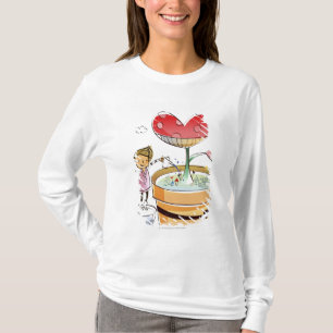 Man dat een plant met potten bewatert t-shirt