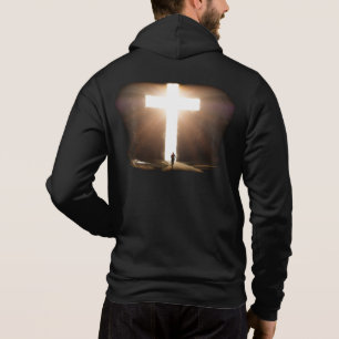 Man dat het Christelijke kruis van Jezus stroomt Hoodie