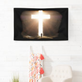 Man dat het Christelijke kruis van Jezus stroomt Spandoek (Insitu)