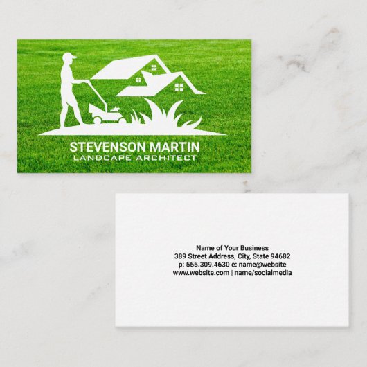 Man dat het gazon maait | Gras Visitekaartje (Voorkant / Achterkant)