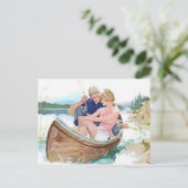 Man dat met zijn vriendin vist briefkaart (Staand voorkant)