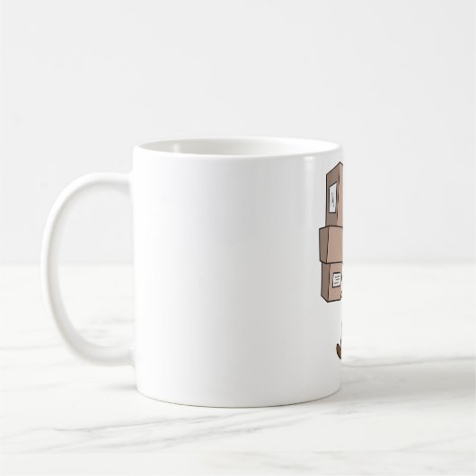 Man dat pakketten levert koffiemok (Links)