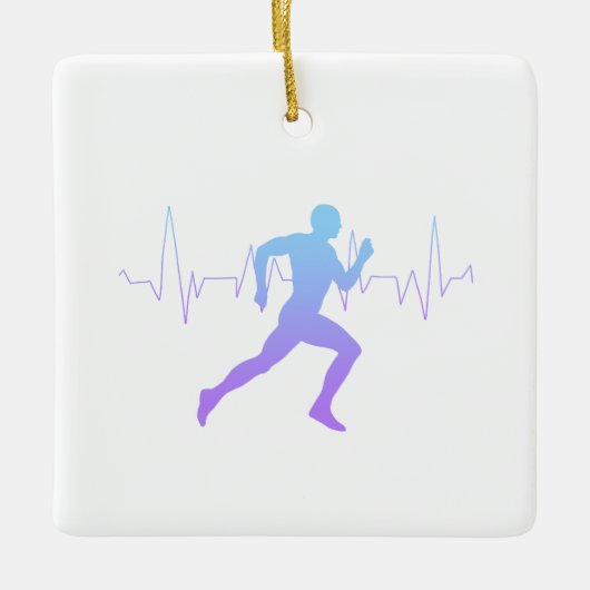 Man dat Runners Silhouette Gradient in werking ste Keramisch Ornament (Voorkant)
