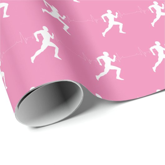 Man dat Runners Silhouette op Roze Achtergrond in  Cadeaupapier (Rol Hoek)