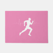Man dat Runners Silhouette op Roze Achtergrond in Deurmat (Voorkant)