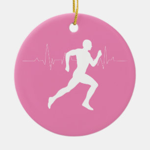 Man dat Runners Silhouette op Roze Achtergrond in Keramisch Ornament