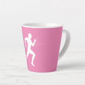 Man dat Runners Silhouette op Roze Achtergrond in Latte Mok (Rechterhoek)