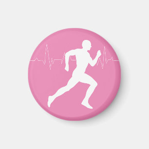 Man dat Runners Silhouette op Roze Achtergrond in Magneet