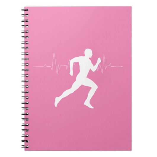 Man dat Runners Silhouette op Roze Achtergrond in Notitieboek (Voorkant)