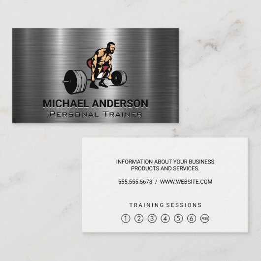 Man-deadtilgewicht | Metalen achtergrond Klantenkaartje (Voorkant / Achterkant)