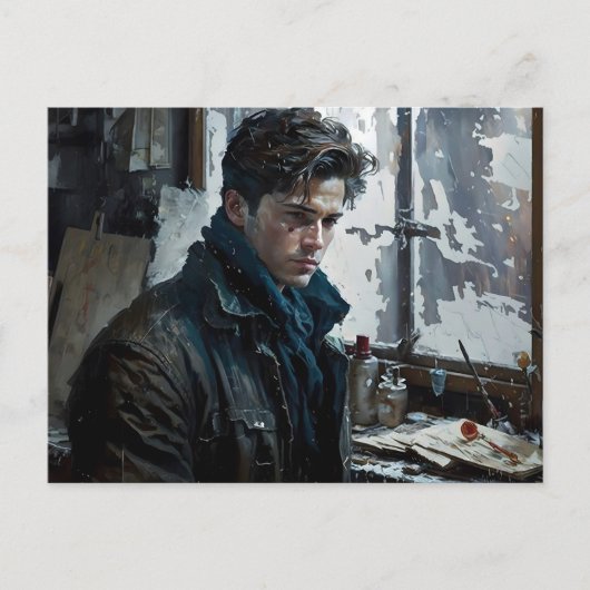 man dichter mooi portret winterstoutmoedige kunst briefkaart (Voorkant)