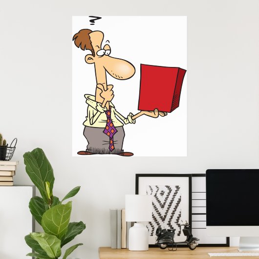 Man die een doos bekijkt poster (Thuiskantoor)