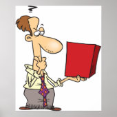 Man die een doos bekijkt poster (Voorkant)