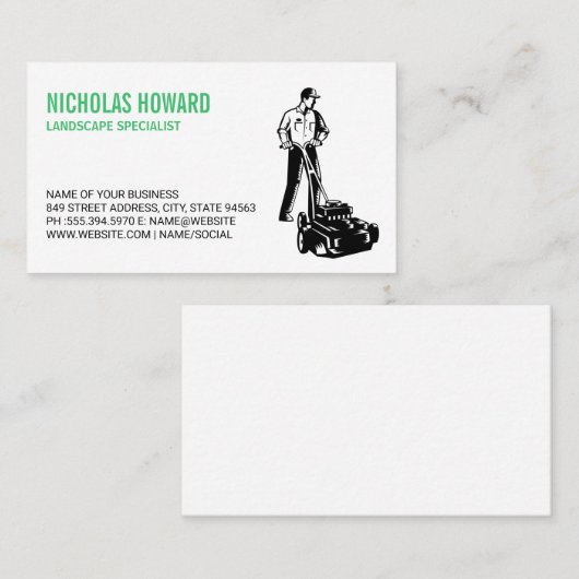 Man die gras maait | Grasmaaier Visitekaartje (Voorkant / Achterkant)