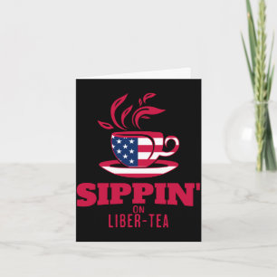 Man die liber thee drinkt amerikaanse vlag grappig kaart