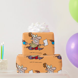 Man die met koffie loopt te rennen cadeaupapier