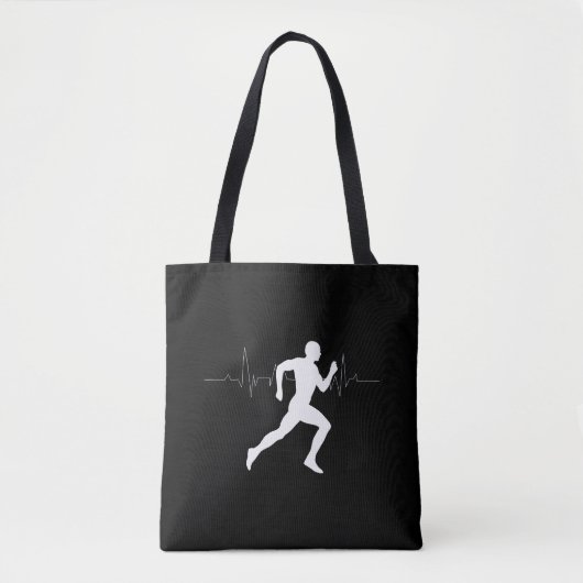Man die Runners Silhouette HeartBeat Lijn in werki Draagtas (Voorkant)
