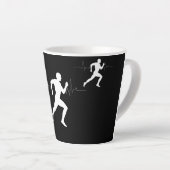Man die Runners Silhouette HeartBeat Lijn in werki Latte Mok (Rechterhoek)
