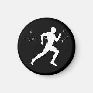 Man die Runners Silhouette HeartBeat Lijn in werki Magneet
