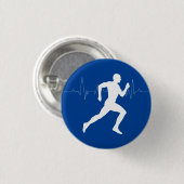 Man die Runners Silhouette HeartBeat Lijn in werki Ronde Button 3,2 Cm (Voorkant /achterkant)