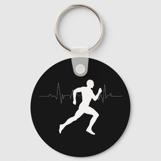 Man die Runners Silhouette HeartBeat Lijn in werki Sleutelhanger (Voorkant)