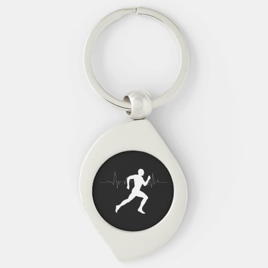 Man die Runners Silhouette HeartBeat Lijn in werki Sleutelhanger (Voorkant)
