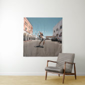 Man die skateboard speelt wandkleed (In situ)