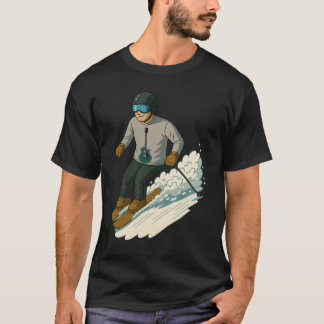 Man die skiet met gitaar shirt transparant