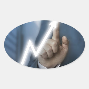 Man draws stock price touchscreen concept ovale sticker