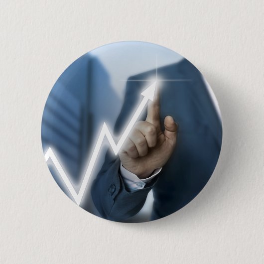 Man draws stock price touchscreen concept ronde button 5,7 cm (Voorkant)