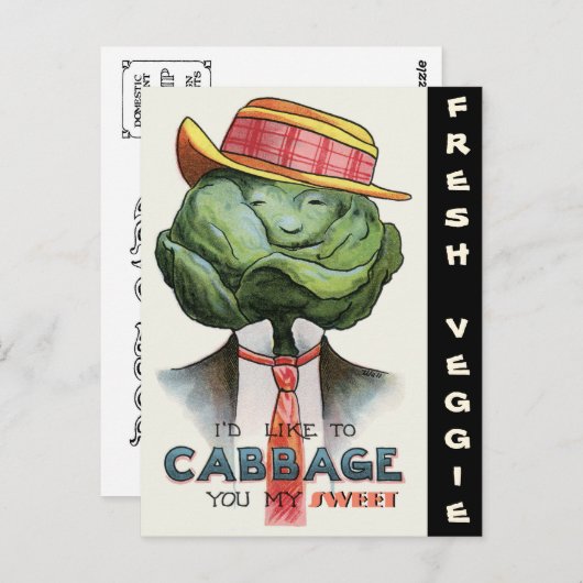 man "DRESSED" CABBAGE-HOOFDKOP Briefkaart (Voorkant / Achterkant)