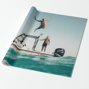 Man duiken op pool cadeaupapier