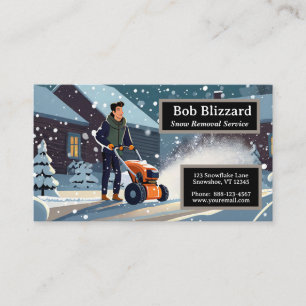 Man duwen van een sneeuwblazer visitekaartje