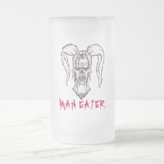 MAN EATER Tall Frosted Mok (Center)