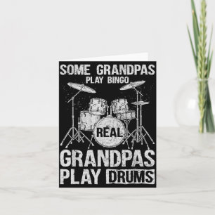 Man Echte Opa Speelt Drums Percussionist Drummer Kaart