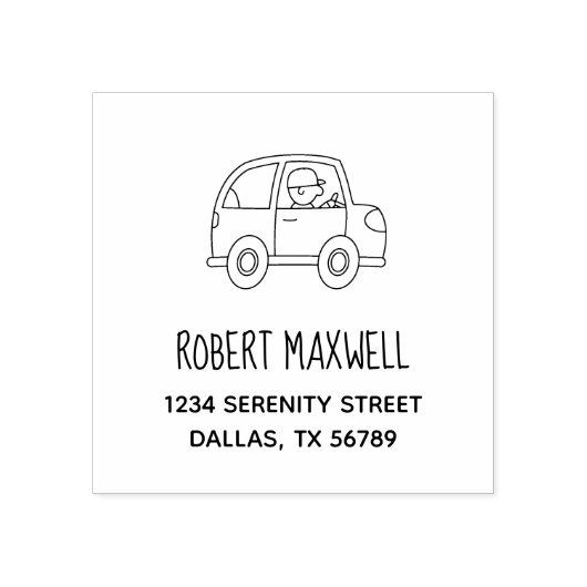 Man Een autoadres besturen Rubberstempel (Afrduk)