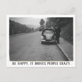 Man en  Automobiel Gelukkig Briefkaart