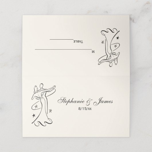 Man- en damesdanseringskaartje Plaats kaartenvoorr (Buitenkant ongevouwen)