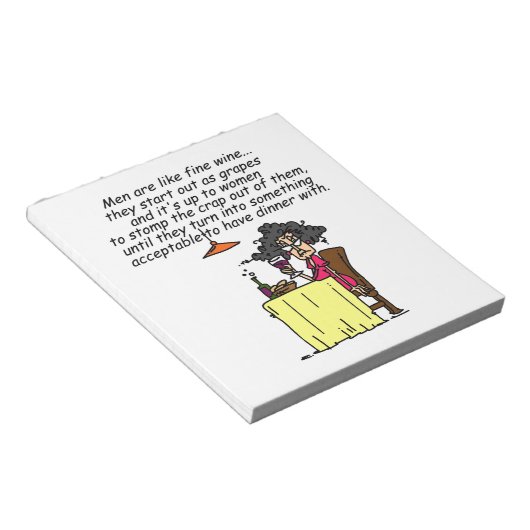 Man en de Fijne Humor van de Wijn Notitieblok (Schuin)