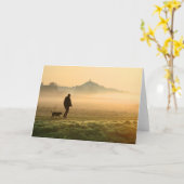 Man en hond bergmist kaart (Gele Bloem)