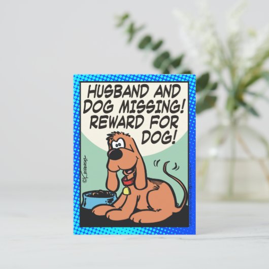 Man en Hond Vermist Briefkaart (Staand voorkant)