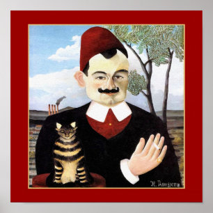 Man en kat van Henri Rousseau Poster