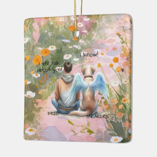 Man en Mannelijke Hond Memorial Keramisch Ornament (Links)