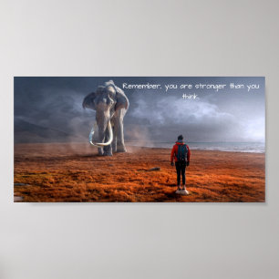 Man en olifant - motivatie prijsopgave poster