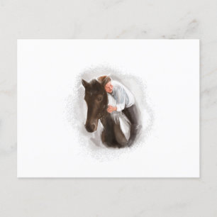 Man en paard briefkaart