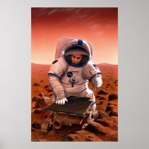Man en Sojourner ontmoeten op Mars Poster