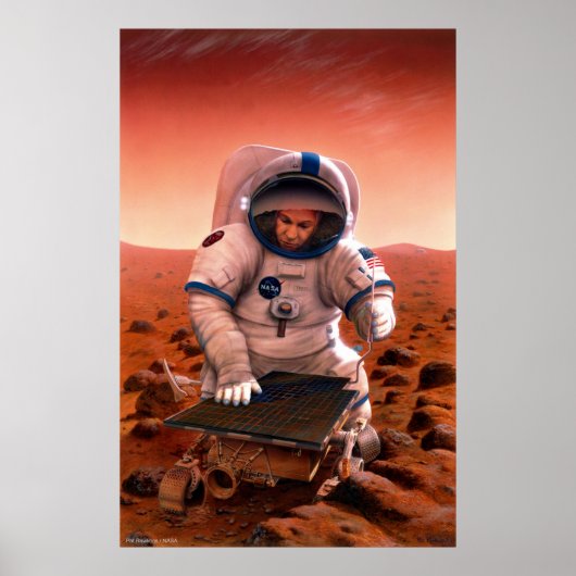 Man en Sojourner ontmoeten op Mars Poster (Voorkant)