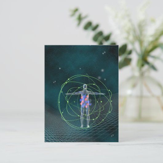 Man en universeel briefkaart (Staand voorkant)