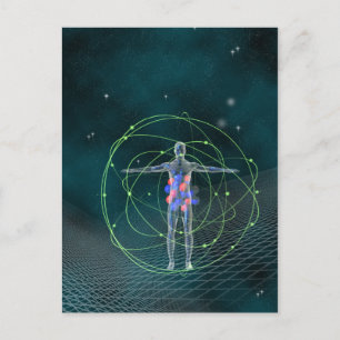 Man en universeel briefkaart